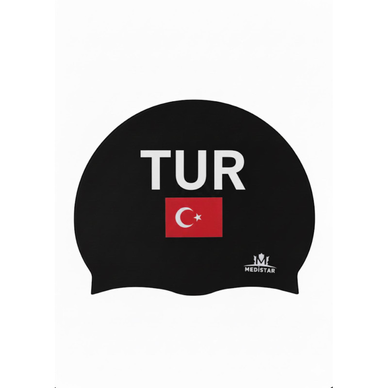 Türk Bayrağı Baskılı Bone | Silikon Yüzücü Bonesi