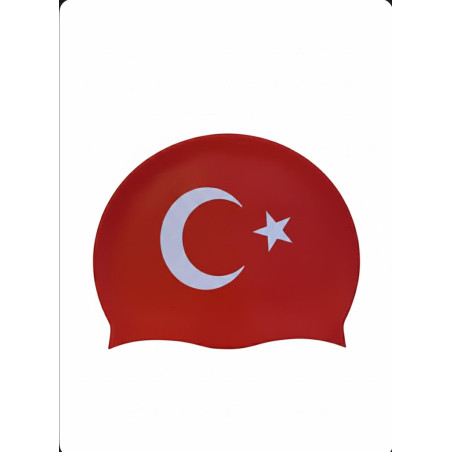 Türk Bayrağı Baskılı Bone | Silikon Yüzücü Bonesi