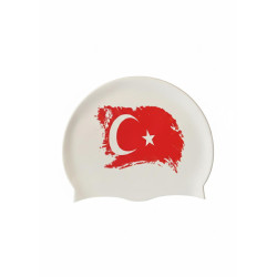 Türk Bayrağı Baskılı Bone | Silikon Yüzücü Bonesi