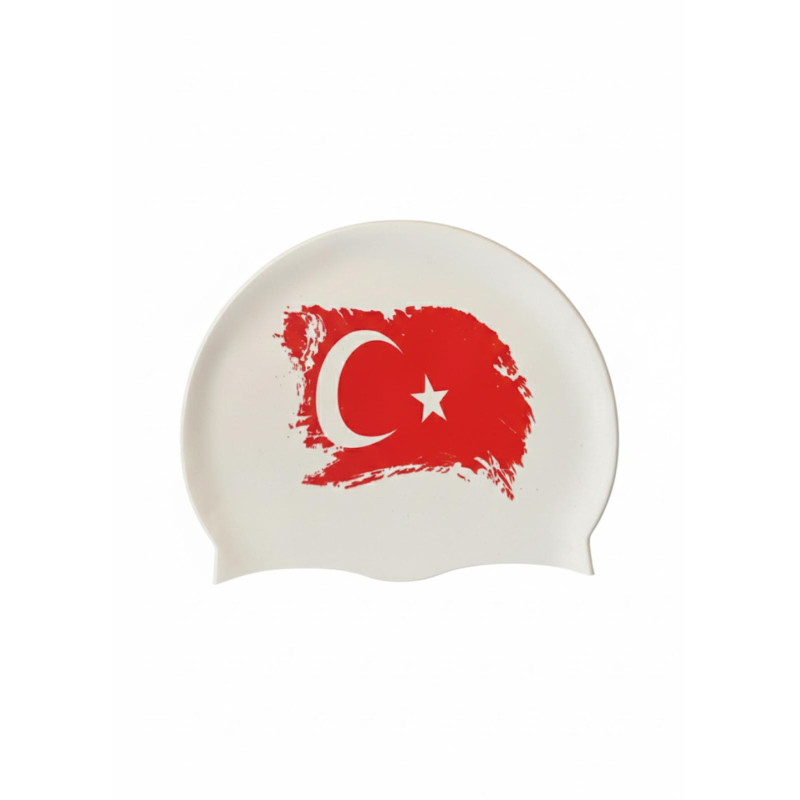 Türk Bayrağı Baskılı Bone | Silikon Yüzücü Bonesi